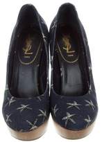 Thumbnail for your product : Saint Laurent Printed Canvas Wedges