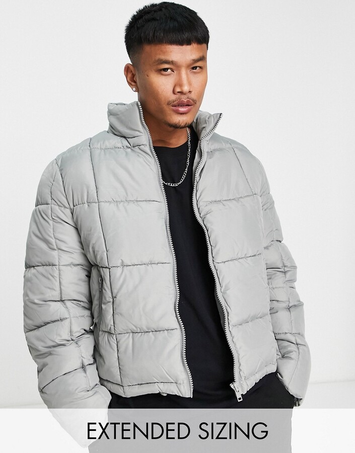 ASOS DESIGN puffer jacket in grey - ShopStyle