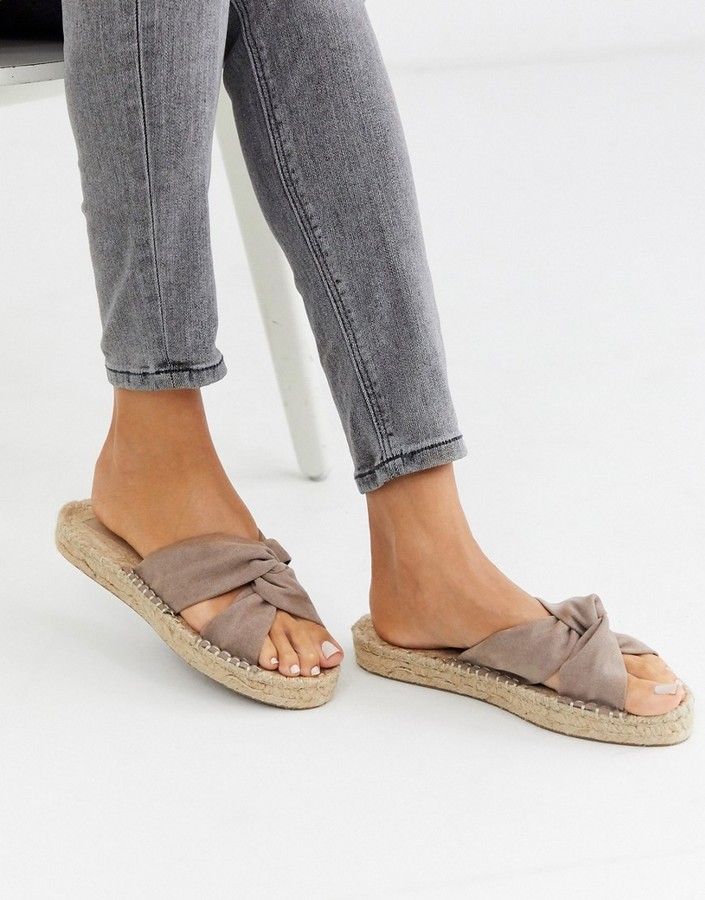 ASOS DESIGN Jolly knotted mule espadrille in beige - ShopStyle Sandals