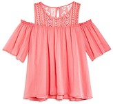 Thumbnail for your product : Ella Moss Girls' Lace Yoke Cold Shoulder Sheer Top - Sizes 7-14