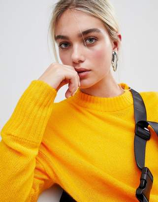 Weekday Soft Knit Tunic Sweater-Yellow