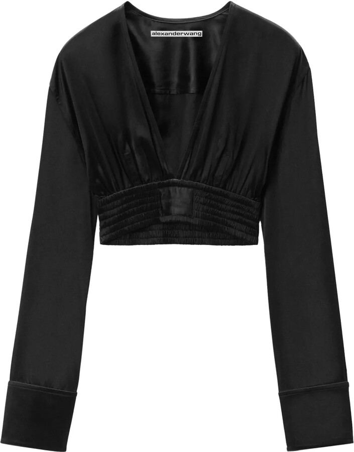 Alexander Wang Long-Sleeve Cropped Blouse