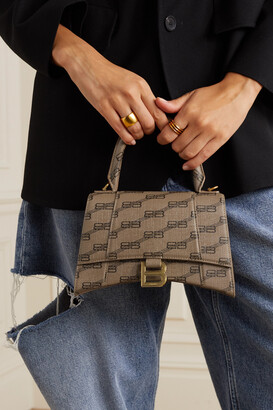 【BALENCIAGA】hourglass small logo-printed トート Balenciaga Hourglass Small Logo-printed Textured-leather