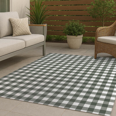 Gracie Oaks Proper Gingham Non-Slip Outdoor Rug
