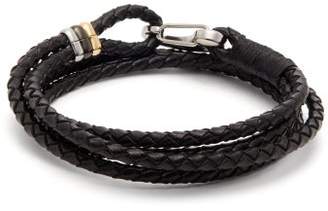 Paul Smith Braided Leather Wrap Bracelet - Mens - Black