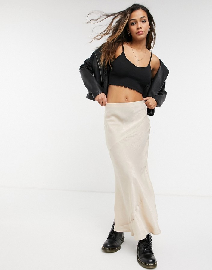 BB Dakota satin maxi skirt in cream shimmer - ShopStyle