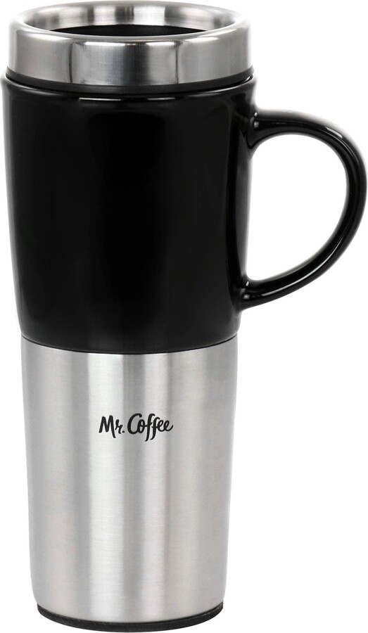 Mr. Coffee 16oz Stainless Steel and Stoneware Travel Mug