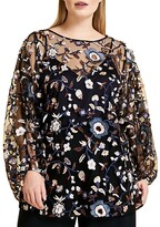 Thumbnail for your product : Marina Rinaldi, Plus Size Fonte Floral-Embroidered Tulle Puff-Sleeve Tunic