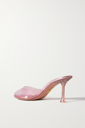 Aquazzura Carrie 75 Metallic Pvc And Leather Mules - Pink