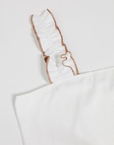 Thumbnail for your product : JDY rib vest with ruffle straps in cream