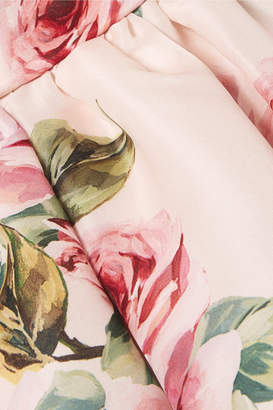 Dolce & Gabbana Pleated Floral-print Silk-organza Midi Dress - Pastel pink