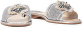 Thumbnail for your product : Rene Caovilla Rene' Caovilla Embellished Metallic Leather Slides