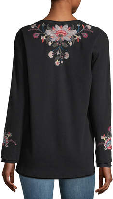 Johnny Was Petite Nindi Embroidered Thermal Pullover