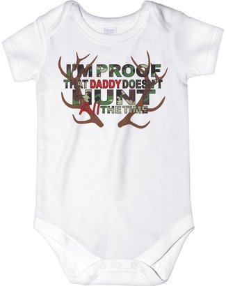 CarefreeTees I'm Proof That Daddy Doesn't Hunt ALL the Time (Baby Boys Bodysuit NB Green Camo)