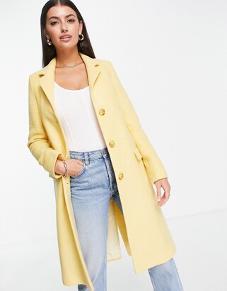 Helene Berman classic wool blend college coat in yellow