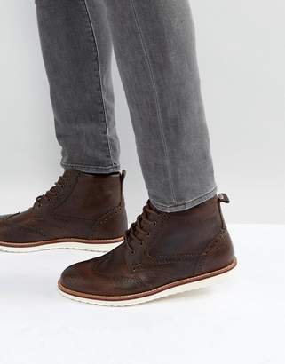 Red Tape Brogue Boots Brown Leather
