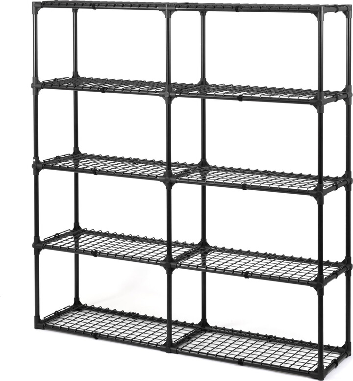 Leumius 5 Shelf Wire Shelving,Metal Storage Shelving Unit for 1100 lbs Capacity Black,2Pcs