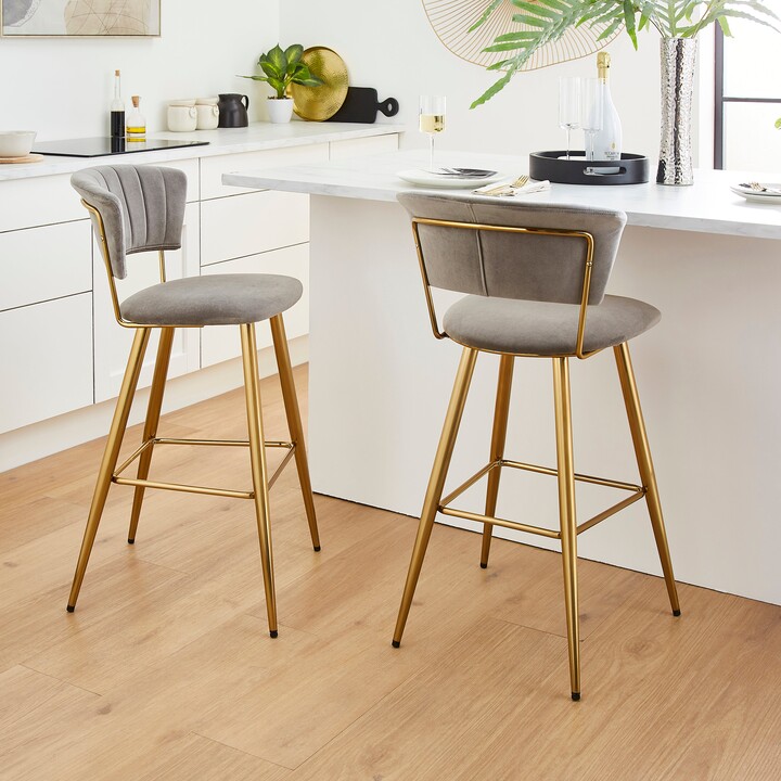 Dunelm Kendall Velvet Bar Stool Grey ShopStyle