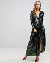 Thumbnail for your product : ASOS EDITION plunge asymmetric maxi dress in sequin