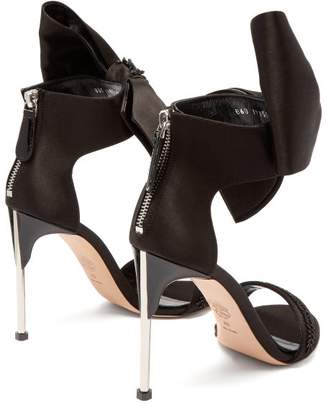 Alexander McQueen Bow-trim Satin Stiletto Sandals - Womens - Black