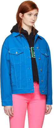 MSGM Blue Oversized Embroidered M Denim Jacket
