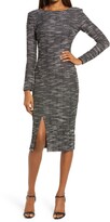 Thumbnail for your product : Dress the Population Natalie Front Slit Long Sleeve Stretch Tweed Midi Dress