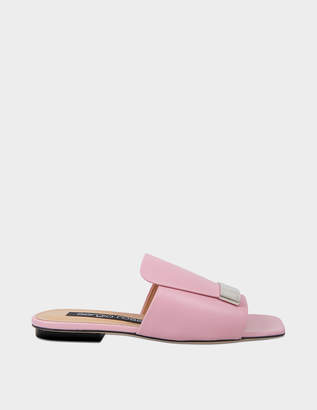 Sergio Rossi Flat Sandals in Peony Nappa Seventy Leather