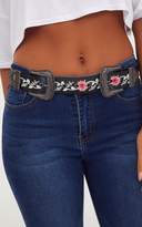 Thumbnail for your product : PrettyLittleThing Black Embroidered Western Buckle Belt