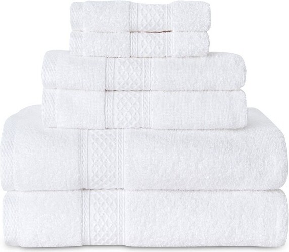 Angel Sar AngelSar6-PieceBathTowelSet2BathTowels2HandTowels2WashclothsHighlyAbsorbentWhiteTowelSet