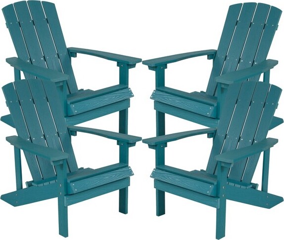 Flash Furniture FlashFurnitureSetof4CharlestownAll-WeatherPolyResinWoodAdirondackChairsinSeaFoam