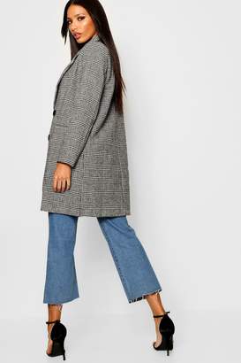 boohoo Check Double Breasted Wool Look Coat
