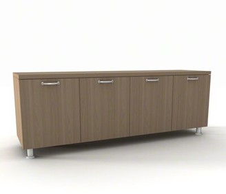 Steelcase Currency 4 Door Credenza Laminate Color: Chocolate Walnut, Pull Style: Handle Pull-Nickel