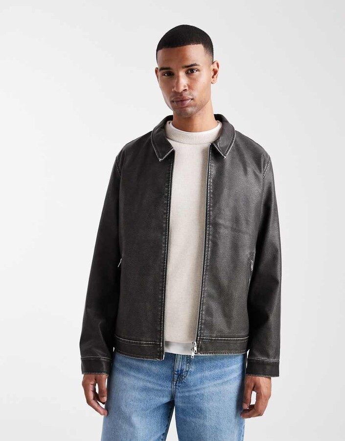 Jack and Jones faux leather jacket in black