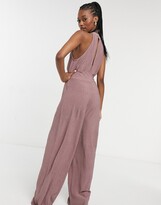 Thumbnail for your product : Vila halter neck jumpsuit with wide leg in pink