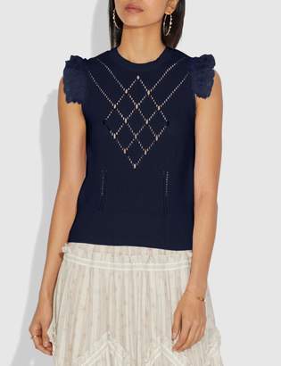 Coach Broderie Anglaise Sleeveless Sweater