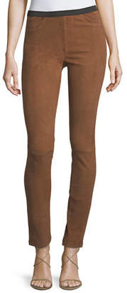 Neiman Marcus Leather Collection Stretch-Suede Leggings