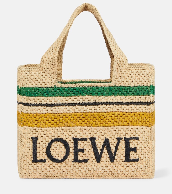 Loewe Logo Small raffia basket bag - ShopStyle