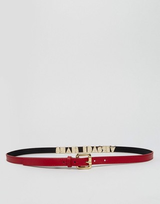 Versace Jeans Belt with Lettering in Oxblood