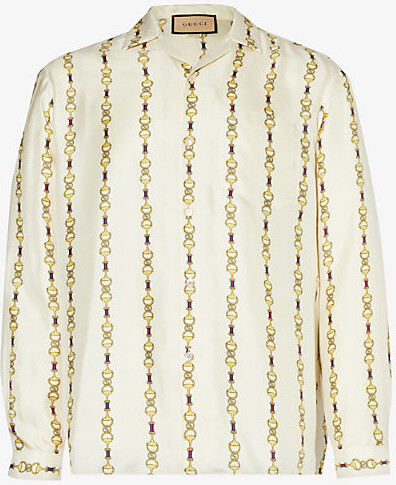 Gucci Mens Ivory Yellow Mc Hawaii Monogram-print Relaxed-fit Silk Bowling  Shirt - ShopStyle