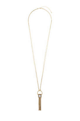 Topshop Womens Stone Set Tassel Necklace - Gold