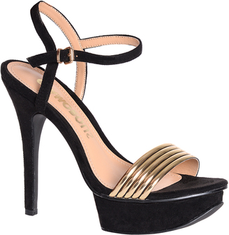 Glamorous Black And Gold Platform Sandals