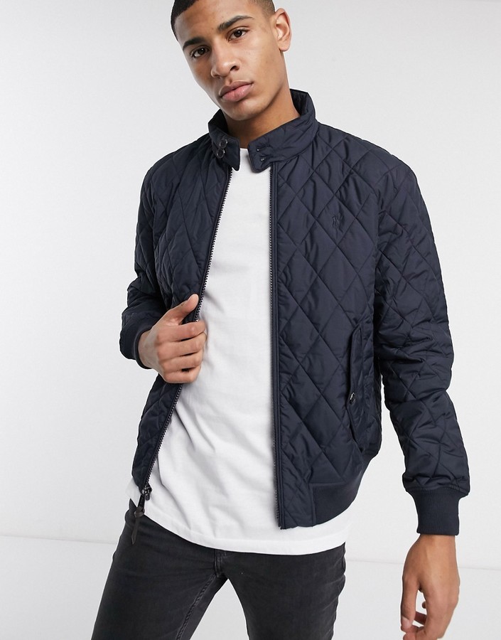 Polo Ralph Lauren Baracuda player logo quilted bomber jacket in navy ...