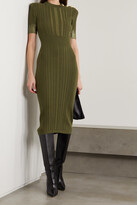 Thumbnail for your product : Balmain Button-embellished Metallic Ribbed Silk, Wool And Cashmere-blend Midi Dress