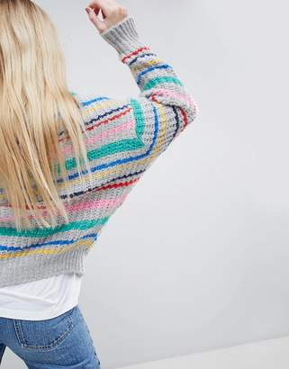 Pull&Bear Multi Stripe Oversized Sweater