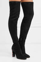 Thumbnail for your product : Jimmy Choo Mya 100 Embellished Stretch-suede Over-the-knee Boots - Black
