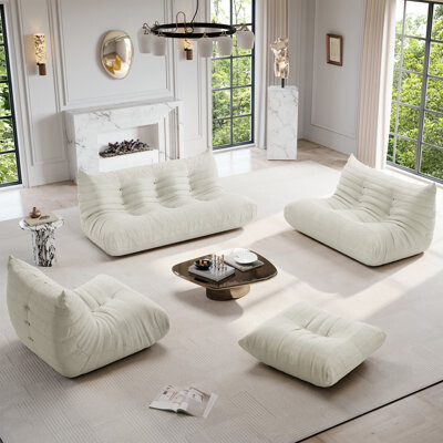 Gokruibsr Lazy Sofa Upholstered Armless Sofa Fireside Bean Bag Chair Lounger Floor Sofa Modern Comfy Bean Bag Sofa Couch in Multiple Colors for Living Room