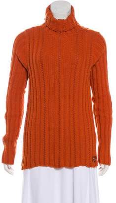 Ferragamo Leather-Accented Turtleneck Sweater