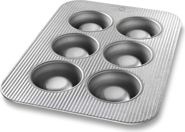 Usa Pan Non-Stick Aluminum 6-Well 15" x 11" Brownie Bowl Pan - silver/gray