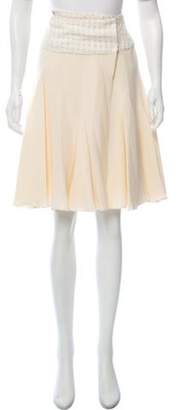Oscar de la Renta Silk BouclÃ©-Trimmed Skirt white Silk BouclÃ©-Trimmed Skirt
