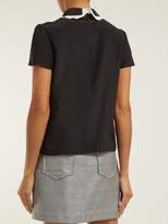 Thumbnail for your product : RED Valentino Pussy Bow Silk Crepe Blouse - Womens - Black White